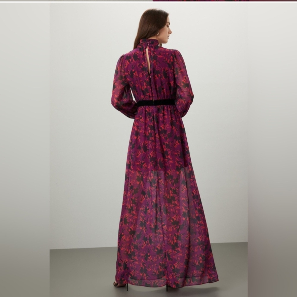 LDT Brooke Elegant Floral Long Sleeve Dress 2 - Picture 2 of 11